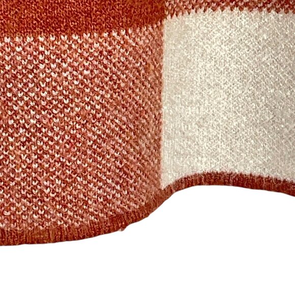 Rachel Zoe Plaid Mock Neck Sweater Rust Ivory Long Sleeve Women’s Medium Twee - Picture 8 of 12